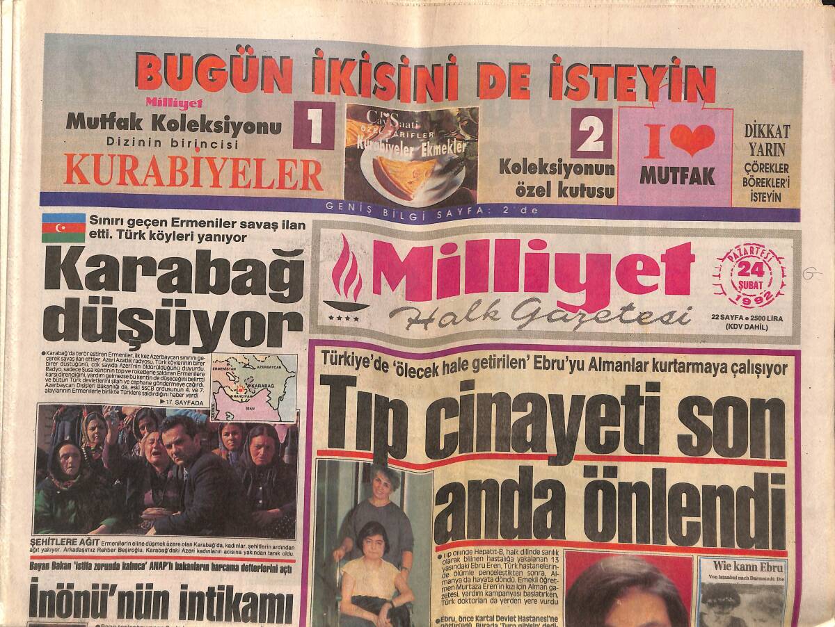 Milliyet Gazetesi 24 Şubat 1992 - Zuhal Olcay Tam Gaz - İngiliz Tahtında Huzursuzluk - Amerika'da Rus İstilası GZ149319 - 1