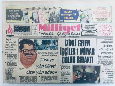 Milliyet Gazetesi 25 Ağustos 1981 - Türkiye Yılın Ülkesi Özal Yılın Adamı GZ40309 - 1