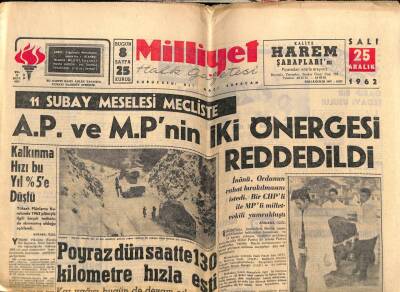 Milliyet Gazetesi 25 Aralık 1962 - AP Ve MPnin İki Önergesi Reddedildi GZ58716 - 1