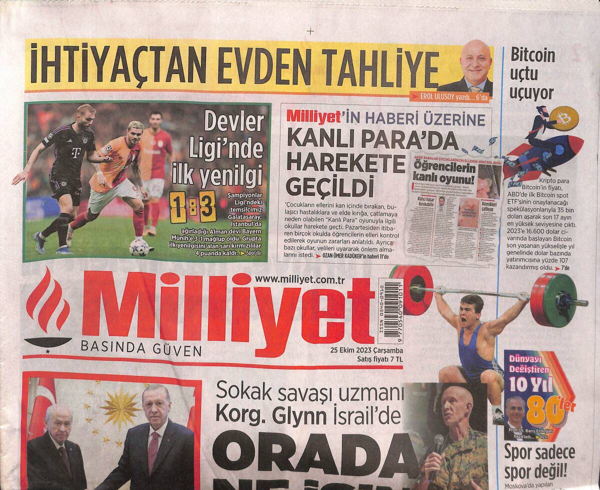 Milliyet Gazetesi 25 Ekim 2023 - Okan Buruk 'Bitirici Olamadık' - Mauro İcardi'den Fedakarlık! GZ136491 - 1