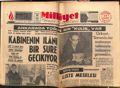 Milliyet Gazetesi 25 Mart 1971 - Ankarada Yoğun Bir Kulis Var, Kabinenin İlanı Gecikiyor GZ59731 - 1