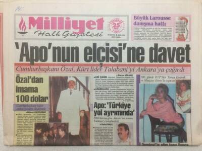 Milliyet Gazetesi - 25 Mart 1993 - Aponun Elçisine Davet, Özaldan İmama 100 Dolar GZ51368 - 1