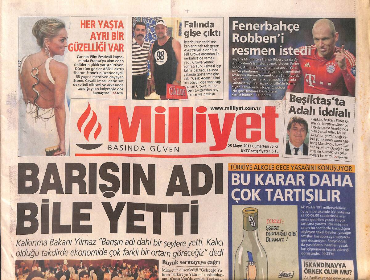 Milliyet Gazetesi 25 Mayıs 2013 - Fenerbahçe Robben'i Resmen İstedi - Gündem Burak Yılmaz GZ154887 - 1