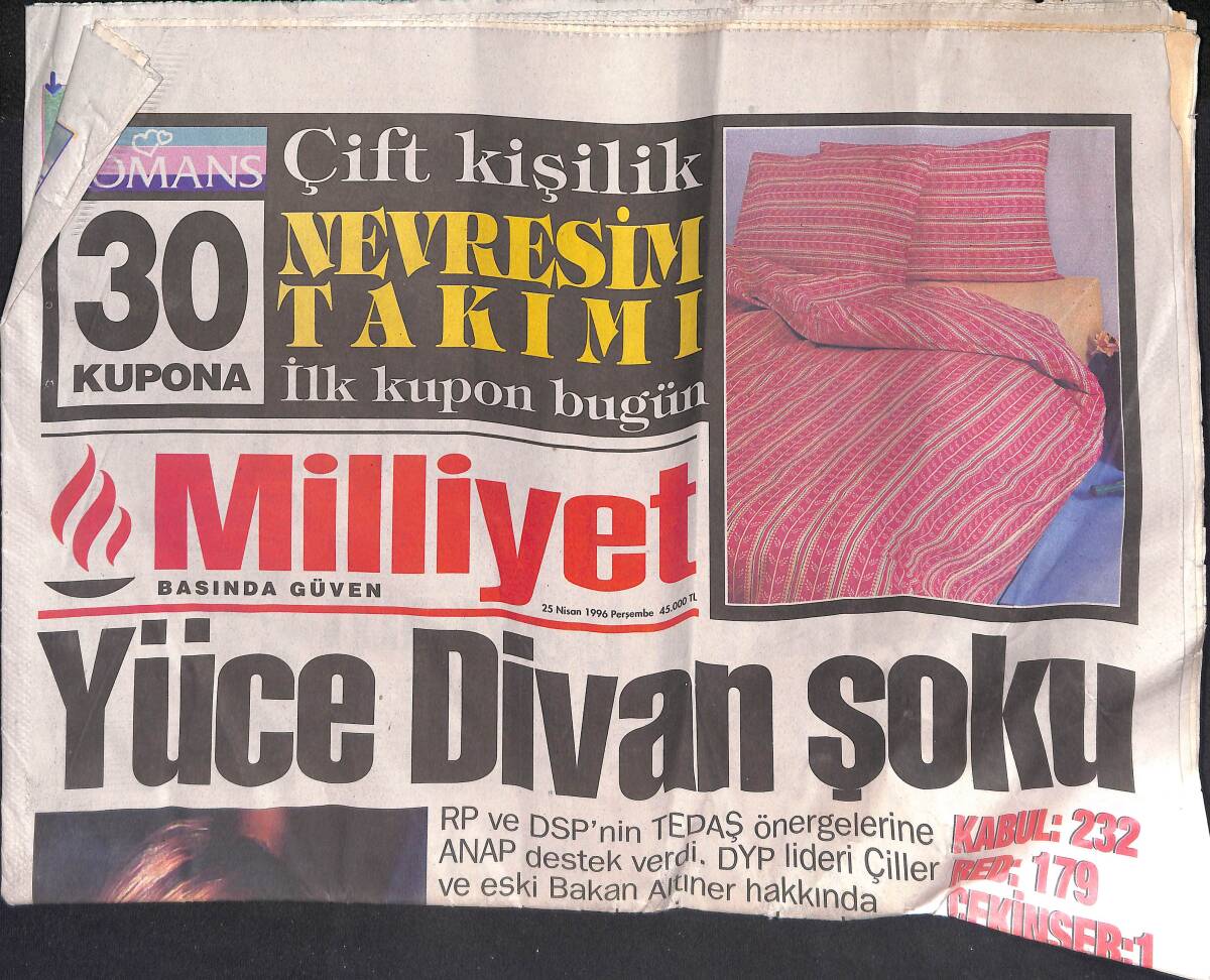 Milliyet Gazetesi 25 Nisan 1996 - Ecevit : Best Kapatılmamalı - Şeyh Naim El-Kasım , Milliyet'e Şok Açıklamalarda Bulundu GZ132920 - 1