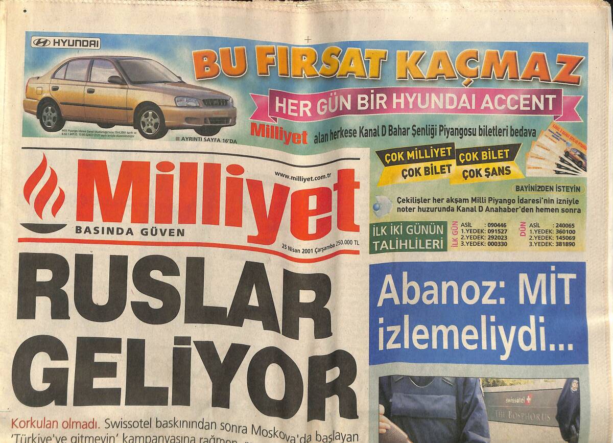 Milliyet Gazetesi 25 Nisan 2001 - Advantage Sabancı'da - Hagi Bükreş'i Salladı GZ157351 - 1