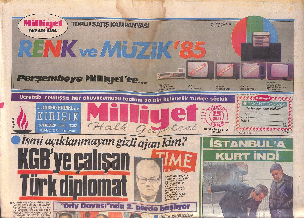 Milliyet Gazetesi 25 Şubat 1985 - Süleyman Seba 