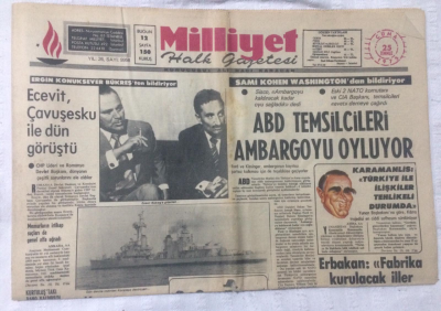 Milliyet Gazetesi 25 Temmuz 1975 - ABD Temsilcileri Ambargoyu Oyluyor - GZ17537 - 1
