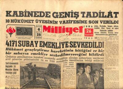 Milliyet Gazetesi - 26 Ağustos 1960 - Kabinede Geni Tadilat GZ110918 - 1