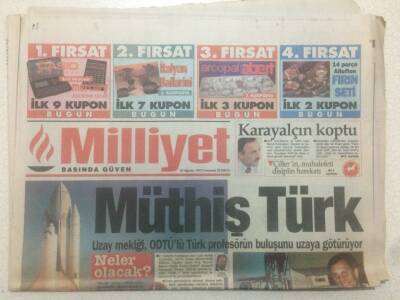 Milliyet Gazetesi 26 Ağustos 1995 - Uzay Mekiği Odtülü Türk Profesörün Buluşunu Uzaya Götürüyor GZ51514 - 1