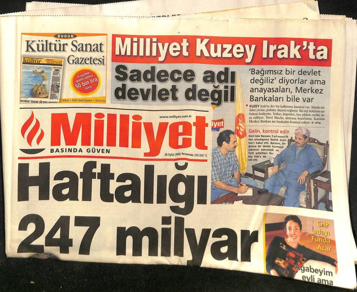 Milliyet Gazetesi 26 Eylül 2002 - Soyadı Rekortmenleri Hülya Avşar Şov'da - İsrail'e Trilyonluk Torpil GZ157315 - 1