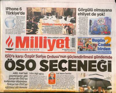 Milliyet Gazetesi 26 Eylül 2014 - Işide Karşı Özgür Suriye Ordusunun Güçlendirilmesi Gündemde GZ125705 - 1