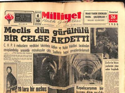 Milliyet Gazetesi 26 Kasım 1955 - Meclis Gürültülü Bir Celse Akdetti GZ59663 - 1