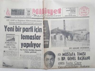 Milliyet Gazetesi - 26 Kasım 1969 - Yeni Bir Parti İçin Temaslar Yapılıyor GZ112314 - 1