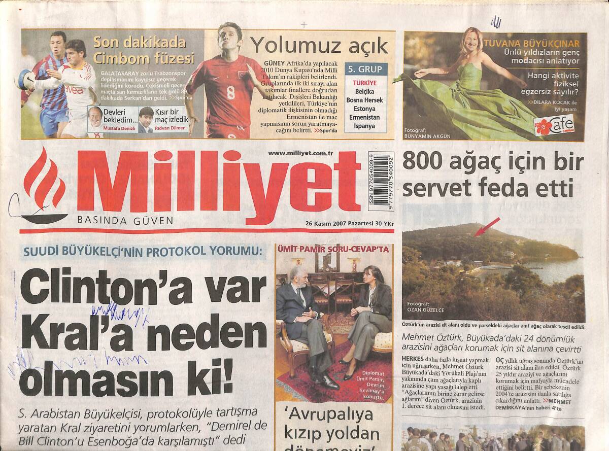 Milliyet Gazetesi 26 Kasım 2007 - Erdoğan'ın %65 Vurgusu - Clinton'a Var Kral'a Neden Olmasın Ki ! GZ152956 - 1