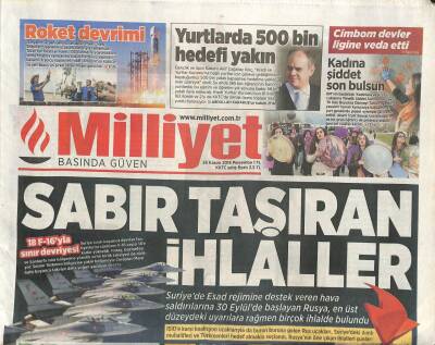 Milliyet Gazetesi 26 Kasım 2015 - TSK , Rus Yetkilileri Çağırıp Bilgilendirdi - Ruslar 6 Milyar Kayıp Hesapladı GZ113350 - 1