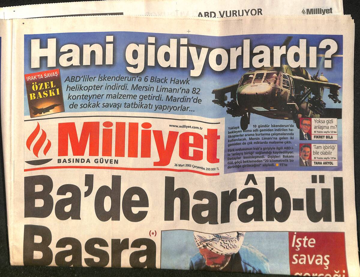 Milliyet Gazetesi 26 Mart 2003 - Beşiktaş'ta Önlem Paketi - Ba'de Harâb-ül Basra GZ157265 - 1