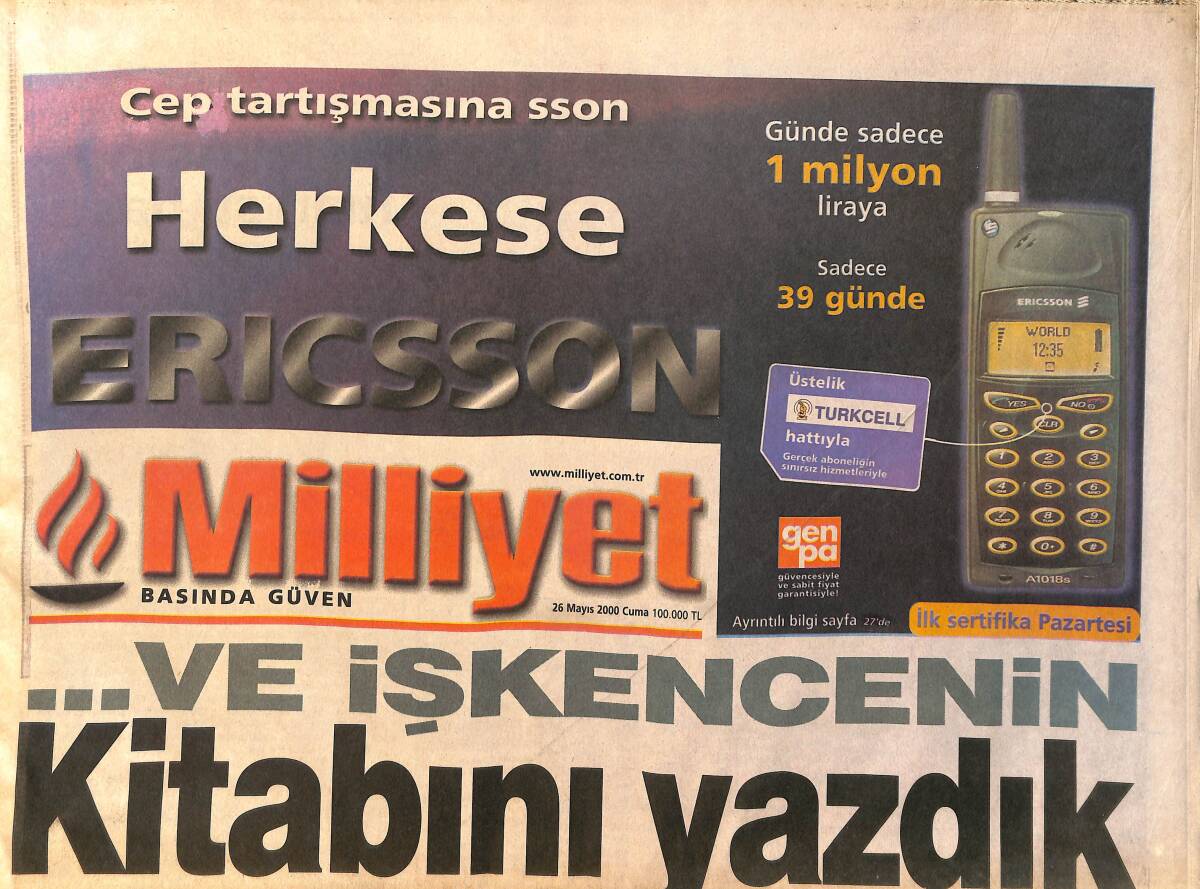 Milliyet Gazetesi 26 Mayıs 2000 - Sergen Yalçın: Galatasaray'da Kalmak İstiyorum - Laik Türkiye Dünya İçin Hayati Önemde GZ3352 - 1