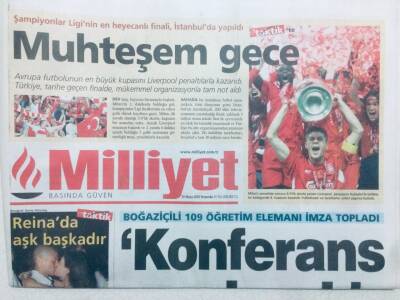 Milliyet Gazetesi 26 Mayıs 2005 - Şampiyonlar Liginin En Heyecanlı Finali İstanbulda Yapıldı Muhteşem Gece GZ43026 - 1