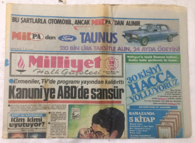 Milliyet Gazetesi 26 Nisan 1987 - Kanuniye ABDde Sansür - GZ15765 - 2
