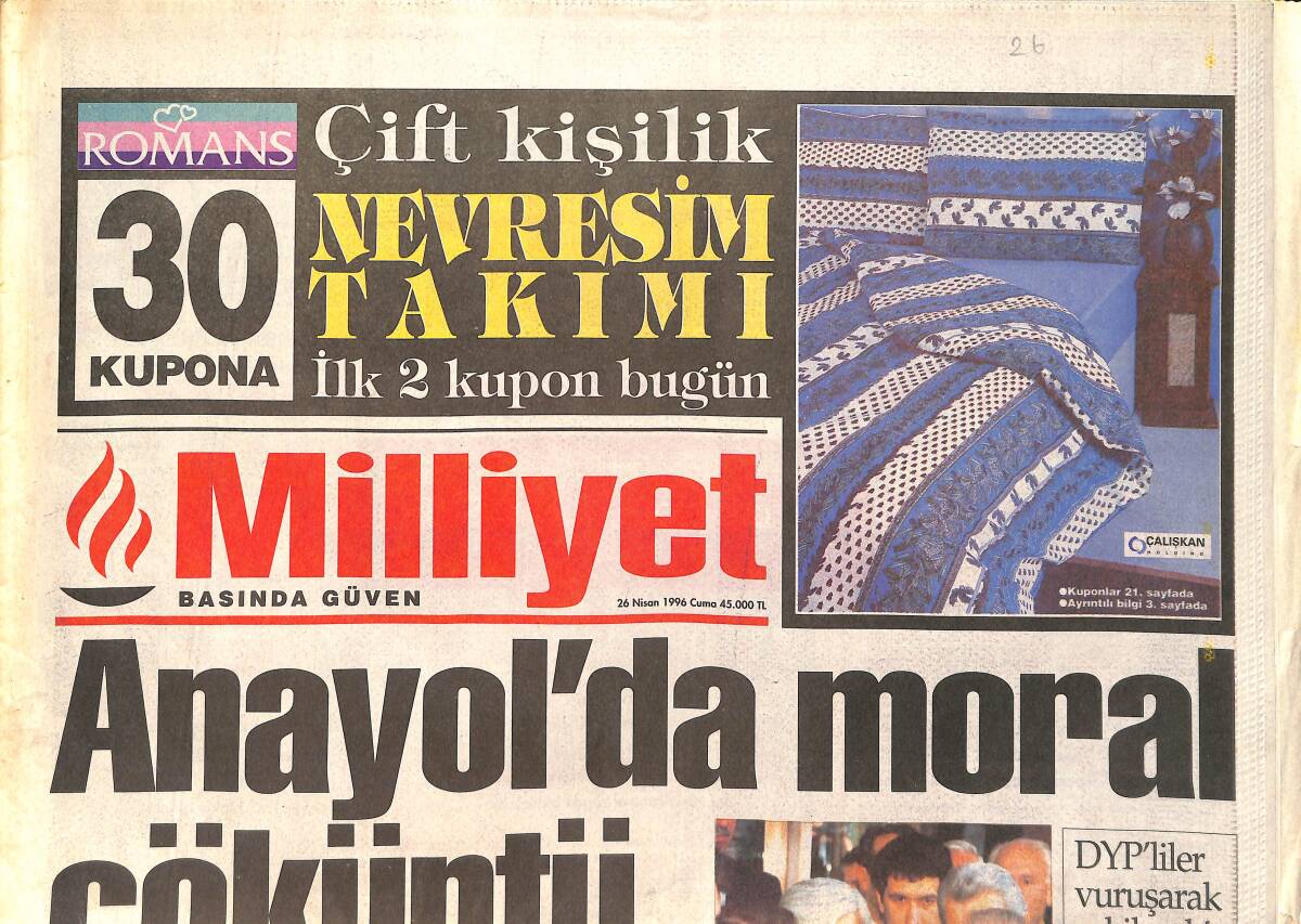 Milliyet Gazetesi 26 Nisan 1996 - Galatasaray Düğmeye Bastı - Oyuncakların Sürükleyici Hikayesi GZ2036 - 1