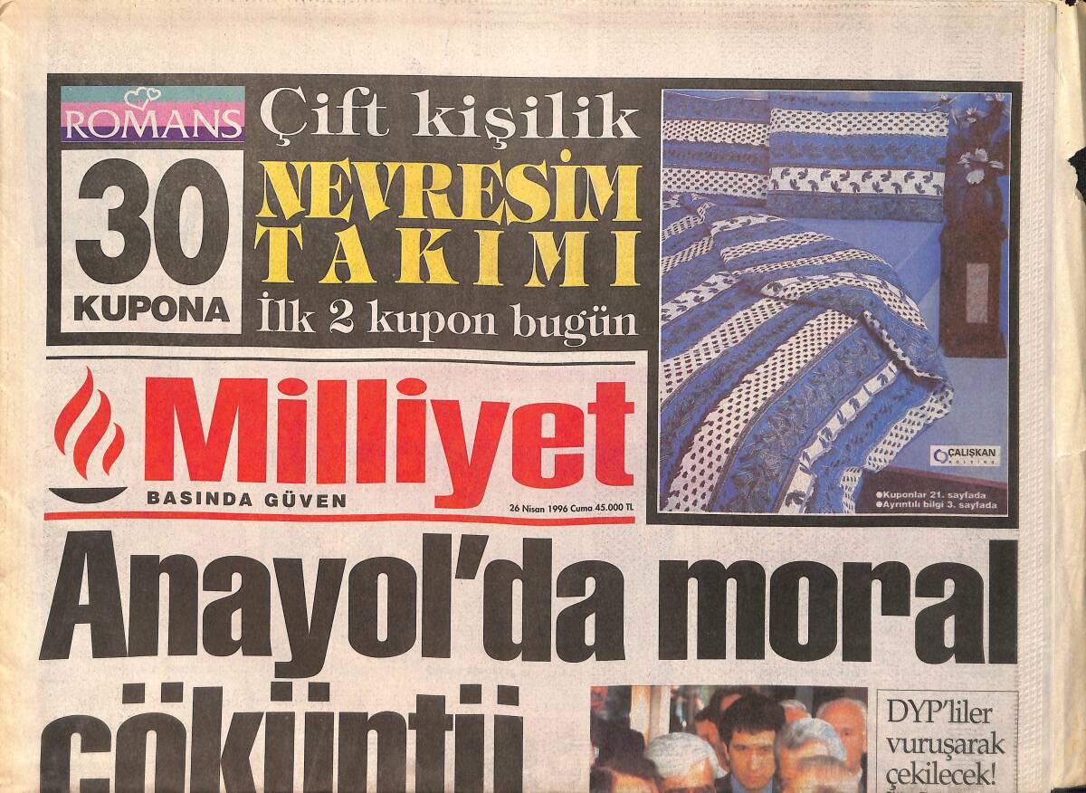 Milliyet Gazetesi 26 Nisan 1996 - Galatasaray Düğmeye Bastı - Oyuncakların Sürükleyici Hikayesi GZ3220 - 1