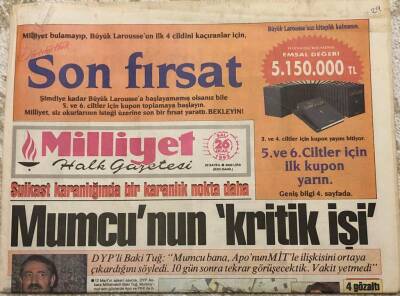 Milliyet Gazetesi 26 Ocak 1993 -İstediler Vermedik,Demirel İncirlikten Irakın Bombalanmasını Engelledim GZ1674 - 2