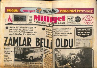 Milliyet Gazetesi - 26 Şubat 1974 - Zamlar Belli Oldu, Emel Sayın Sevilen 10 Şarkının Sahipleri Armağanlarını Aldı GZ110939 - 1
