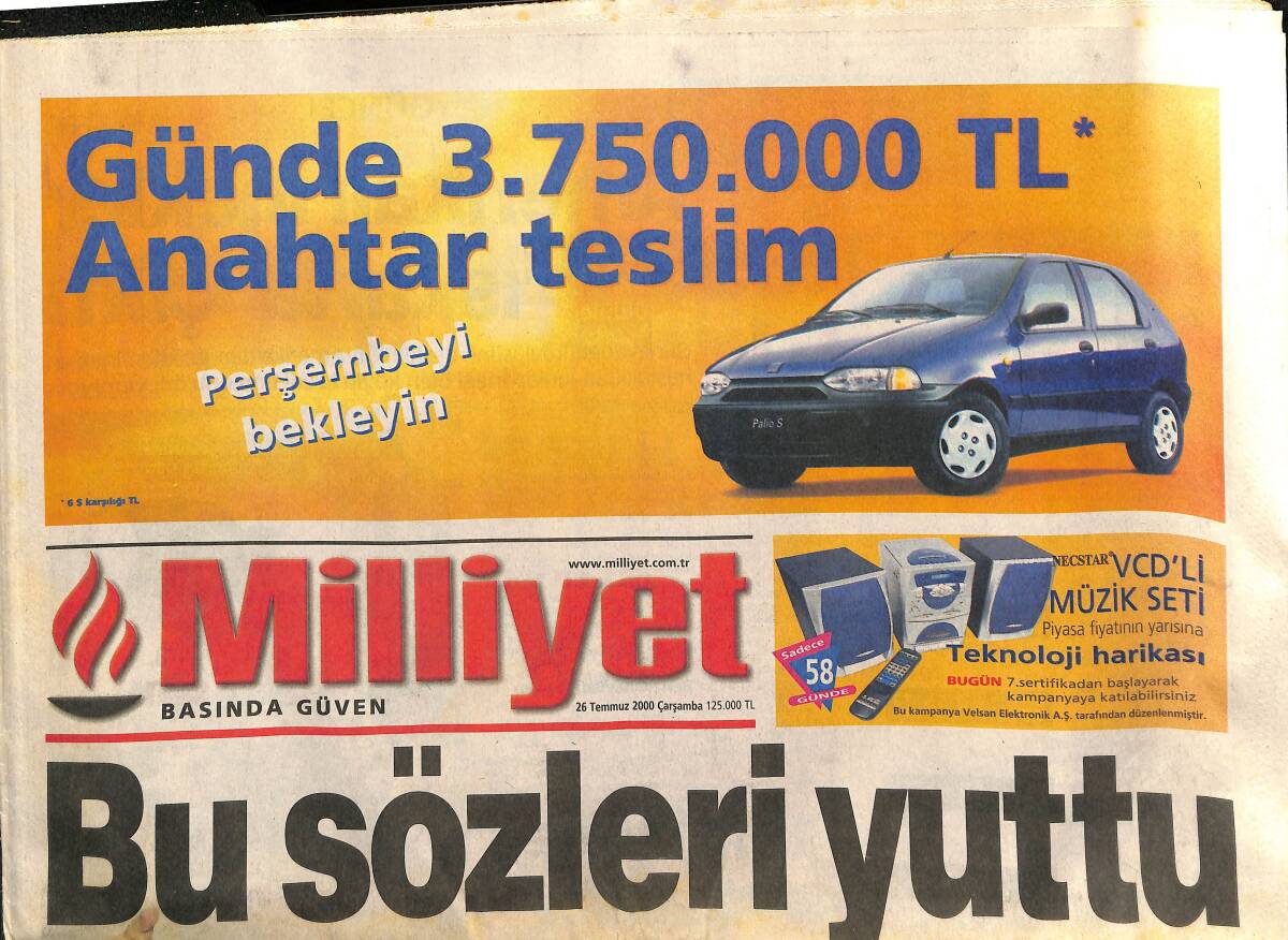 Milliyet Gazetesi 26 Temmuz 2000 - Emre Belezoğlu İle 4 Yıl Daha - Erbakan Bu Sözleri Yuttu GZ157491 - 1