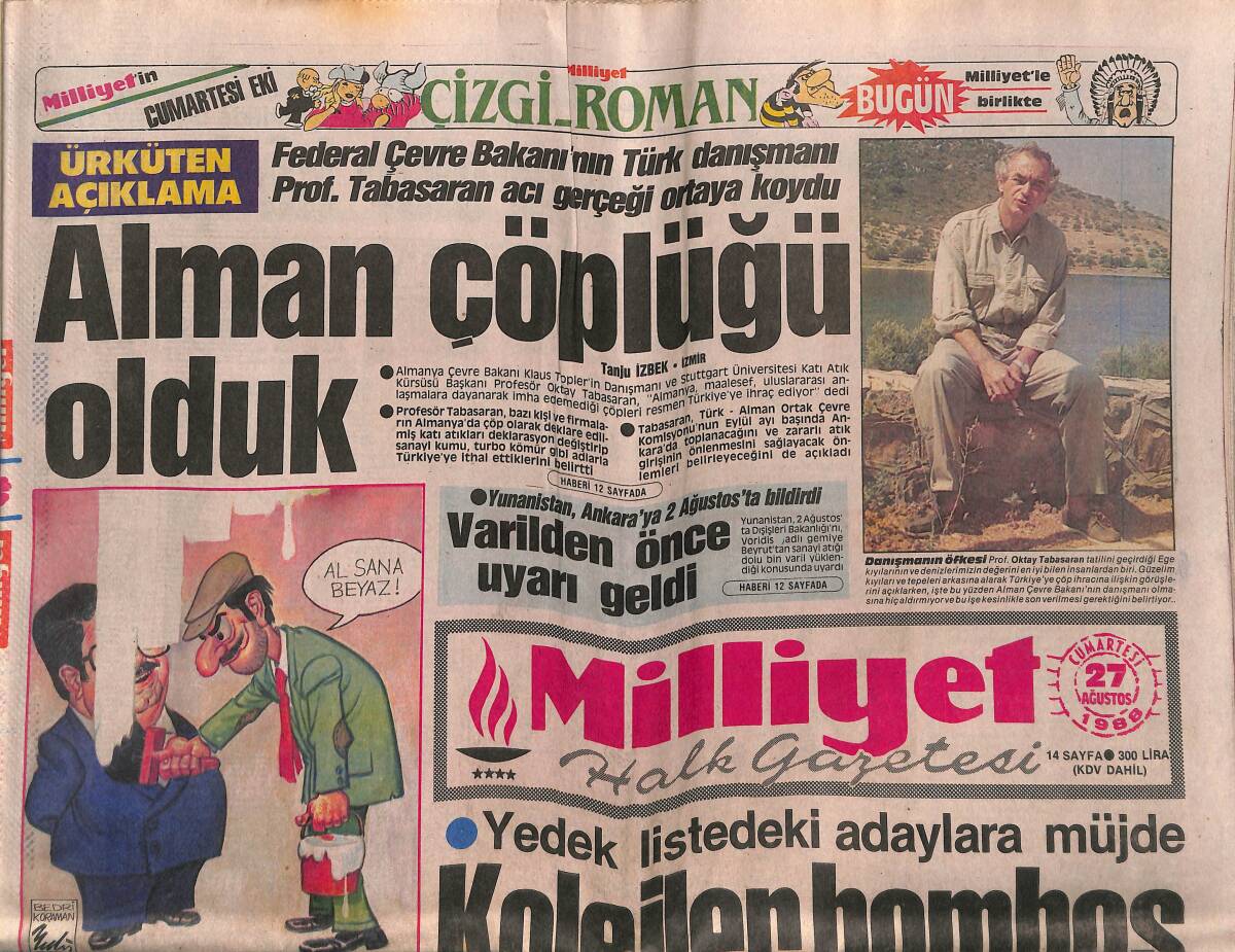 Milliyet Gazetesi 27 Ağustos 1988 - Galatasaray'a 1 Milyarlık Doping - Fenerbahçe Banko Şampiyon GZ149308 - 1