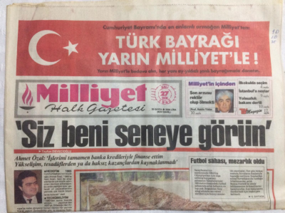 Milliyet Gazetesi 27 Ekim 1992 - Ahmet ÖzalSiz Beni Seneye Görün - GZ21213 - 1
