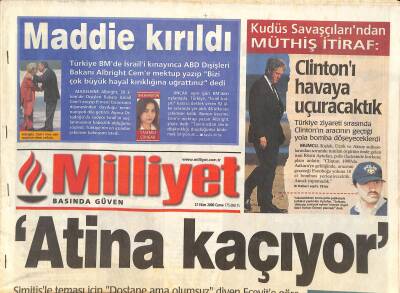 Milliyet Gazetesi 27 Ekim 2000 - Ayşe Hatun Önal , Cavit Çağların Evlenme Teklifini Reddetti - Maddie Kırıldı GZ126725 - 1