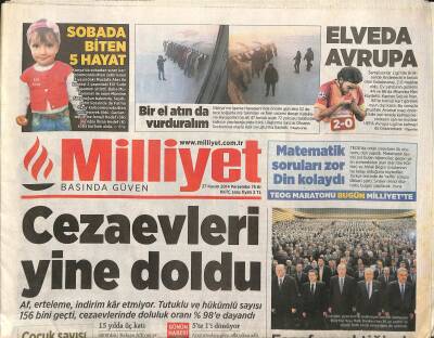 Milliyet Gazetesi 27 Kasım 2014 - Paralel Çete , CHPyi MİTe Saldırtıyor - Bahçeliden Tunceli Seferi GZ125491 - 1