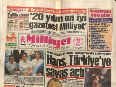 Milliyet Gazetesi 27 Mart 1992 - Almanya Türkiyeye Savaş Açtı GZ61601 - 2