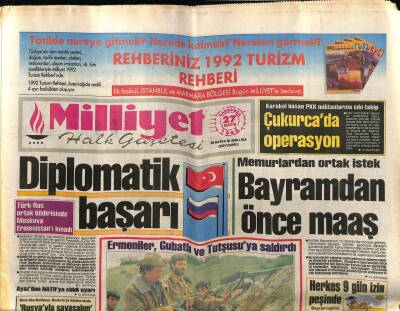 Milliyet Gazetesi 27 Mayıs 1992 - Ermeniler Gubatlı Ve Tutşusuya Saldırdı GZ61647 - 2