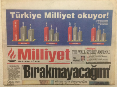 Milliyet Gazetesi 27 Mayıs 1996 - Mesut Yılmaz İstifa Etmeyeceğini Söyledi GZ24361 - 1
