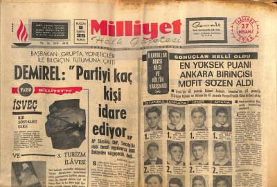 Milliyet Gazetesi 27 Nisan 1966 - Süleyman Demirel,Partiyi Kaç Kişi İdare Ediyor GZ59735 - 1