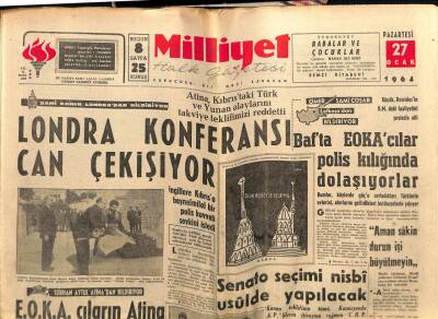 Milliyet Gazetesi 27 Ocak 1964 - Londra Konferansı Can Çekişiyor.. Fenerbahçe Feriköyü 1-0 Yendi GZ58826 - 1