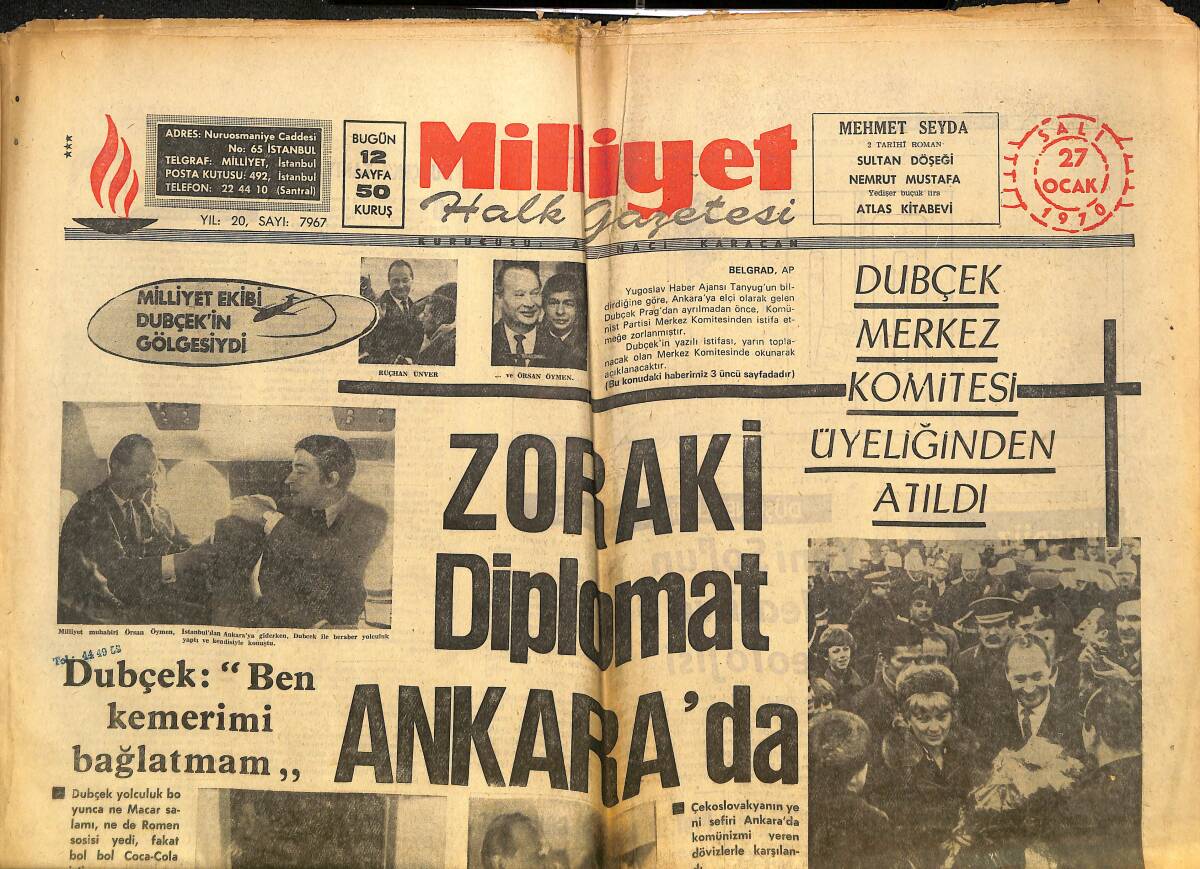 Milliyet Gazetesi 27 Ocak 1970 - Zoraki Diplomat Ankara'da - Boğaz Köprüsünün Mukavelesi Dün İmzalandı! GZ140346 - 1