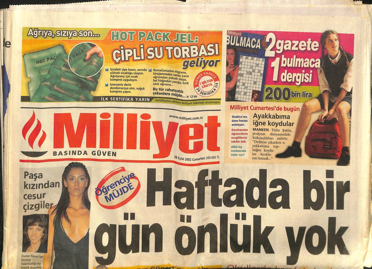 Milliyet Gazetesi 28 Eylül 2002 - Bush'un Kan Davası Varmış - Öcalan'a Bir Komşu Geliyor GZ157314 - 1