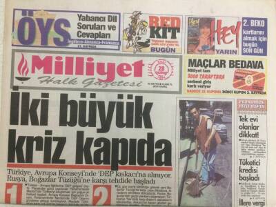 Milliyet Gazetesi 28 Haziran 1994 - İki Büyük Kriz Kapıda GZ35846 - 1