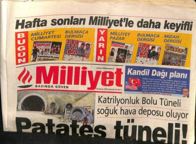 Milliyet Gazetesi 28 Haziran 2003 - Katrilyonluk Bolu Tüneli Soğuk Hava Deposu Oluyor GZ84858 - 1