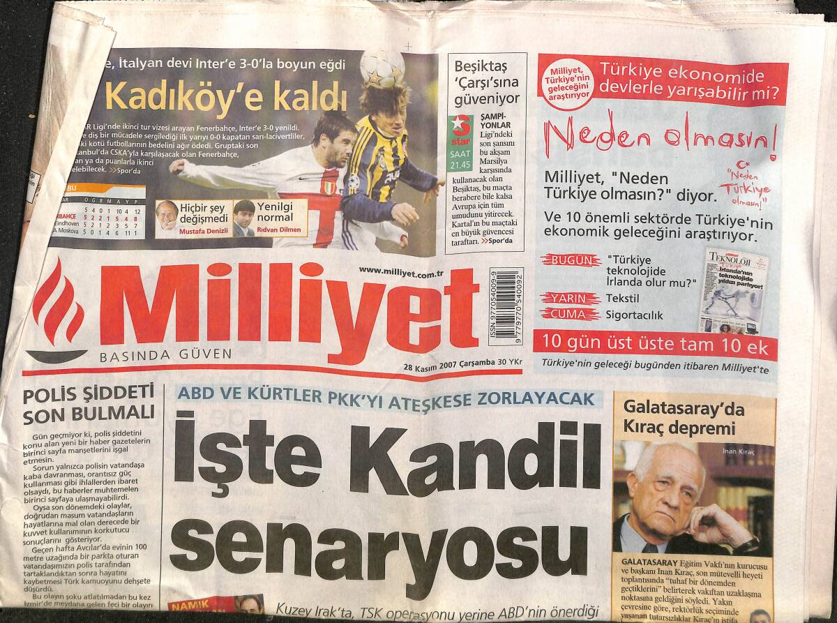 Milliyet Gazetesi 28 Kasım 2007 - Galatasaray'da Kıraç Depremi - EXPO Turunda Fas'a Destek Korkusu ! GZ152971 - 1