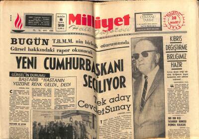 Milliyet Gazetesi 28 Mart 1966 - Yeni Cumhurbaşkanı Seçiliyor Tek Aday Cevdet Sunay GZ59719 - 1