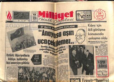 Milliyet Gazetesi 28 Mayıs 1968 - Fransız Hükümeti İşçilerle Anlaştı GZ58741 - 1