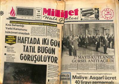 Milliyet Gazetesi - 28 Mayıs 1974 - Maliye Asgari Ücret 40 Lirayı Aşmamalı GZ110943 - 1