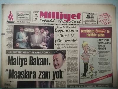 Milliyet Gazetesi 28 Mayıs 1983 Maliye Bakanı Maaşlara Zam Yok -GZ14790 - 1