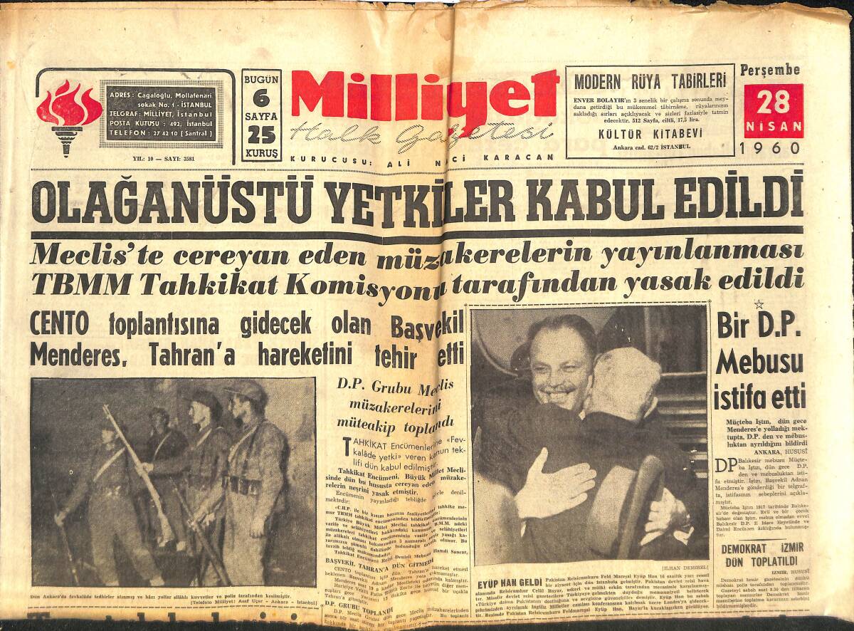Milliyet Gazetesi 28 Nisan 1960 - Kore'de Mücadele Bitti: Rhee İstifa Etti! - Ertuğrul Ünal'ı Kaybettik - Amatör Futbolcuların Transferleri Durduruldu GZ140325 - 1