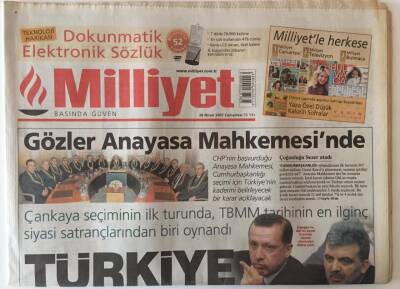 Milliyet Gazetesi 28 Nisan 2007 - Çankaya Seçiminin İlk Turunda , TMMM Tarihinin En İlginç Siyasi Satrançlarından Biri Oynandı GZ20697 - 1