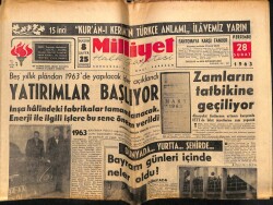 Milliyet Gazetesi 28 Şubat 1963 - Yatırımlar Başlıyor, Zamların Tatbikine Geçiliyor GZ58855 - 1