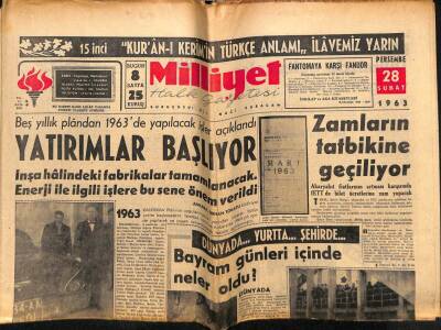 Milliyet Gazetesi 28 Şubat 1963 - Yatırımlar Başlıyor, Zamların Tatbikine Geçiliyor GZ58855 - 1